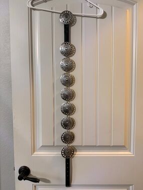 Decorative Silver Concho Belt - Silver